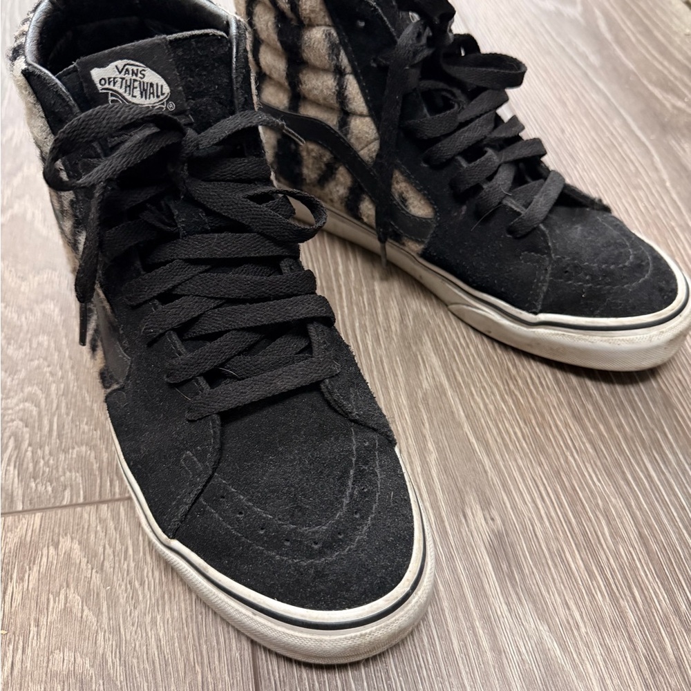 Vans Women's Sk8-Hi Black Suede & Plaid High-Top Sneakers